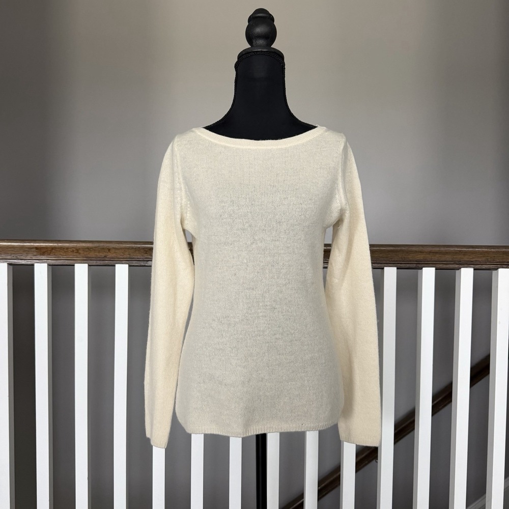 Adrienne Vittadini 100% Cashmere Long Sleeve Sweater Beige Small Quiet Luxury